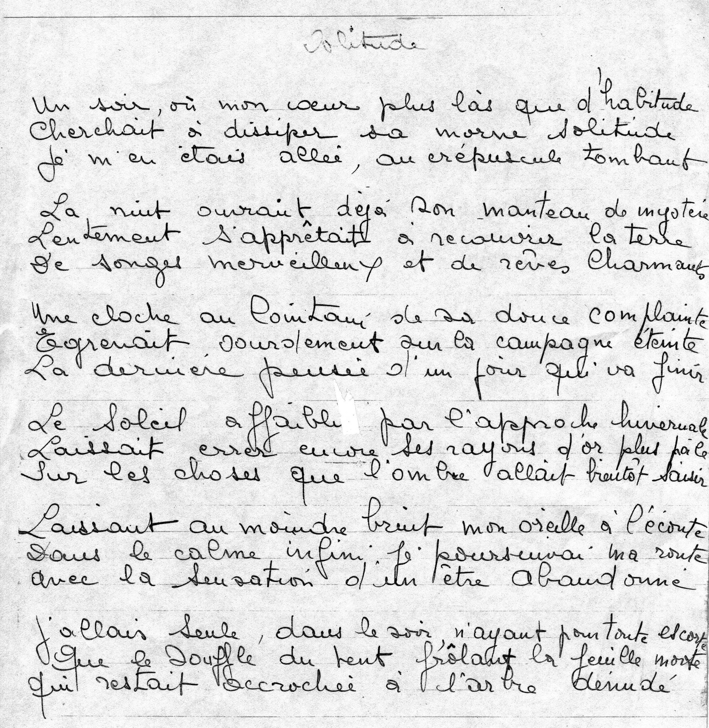 Manuscrit du poème